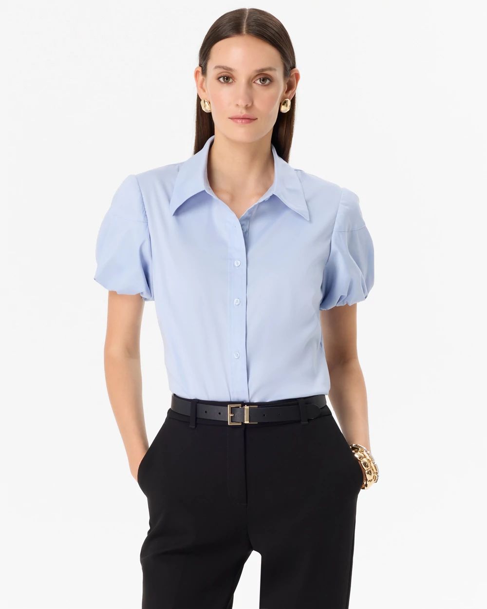 Puff Sleeve Poplin Shirt