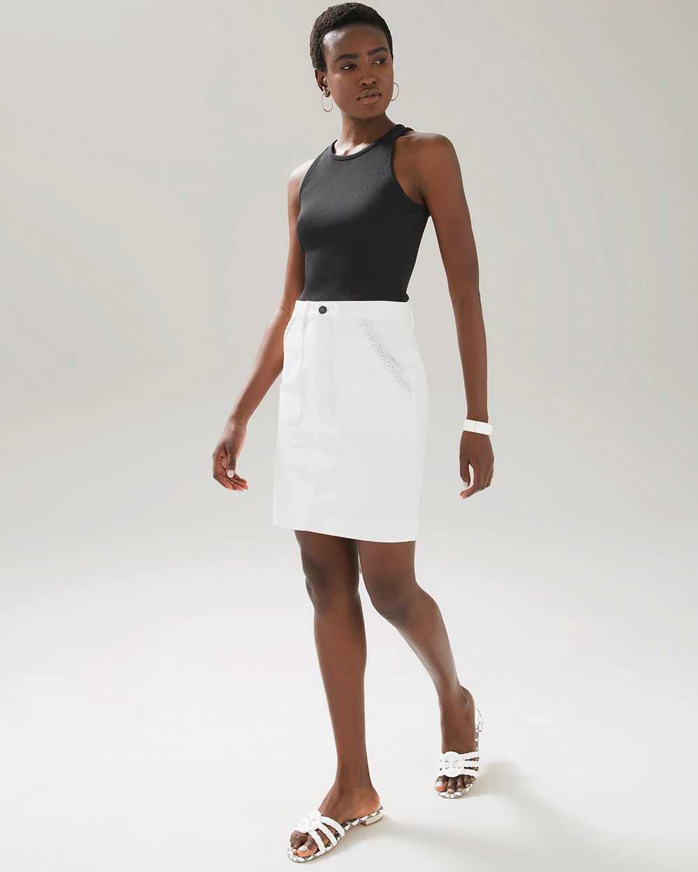 White Denim Mini Skirt