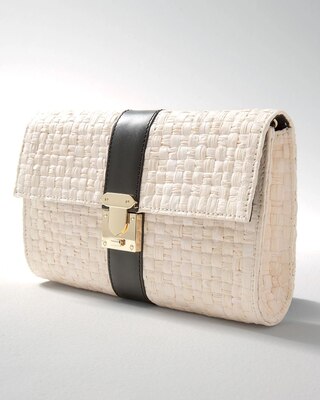 Raffia + Leather Clutch
