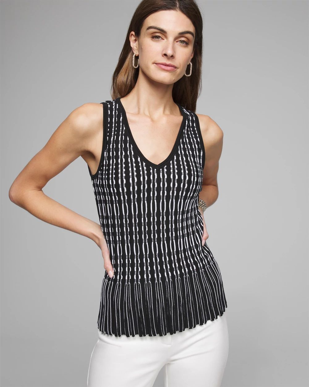 Outlet WHBM Sleeveless V-Neck Peplum Top