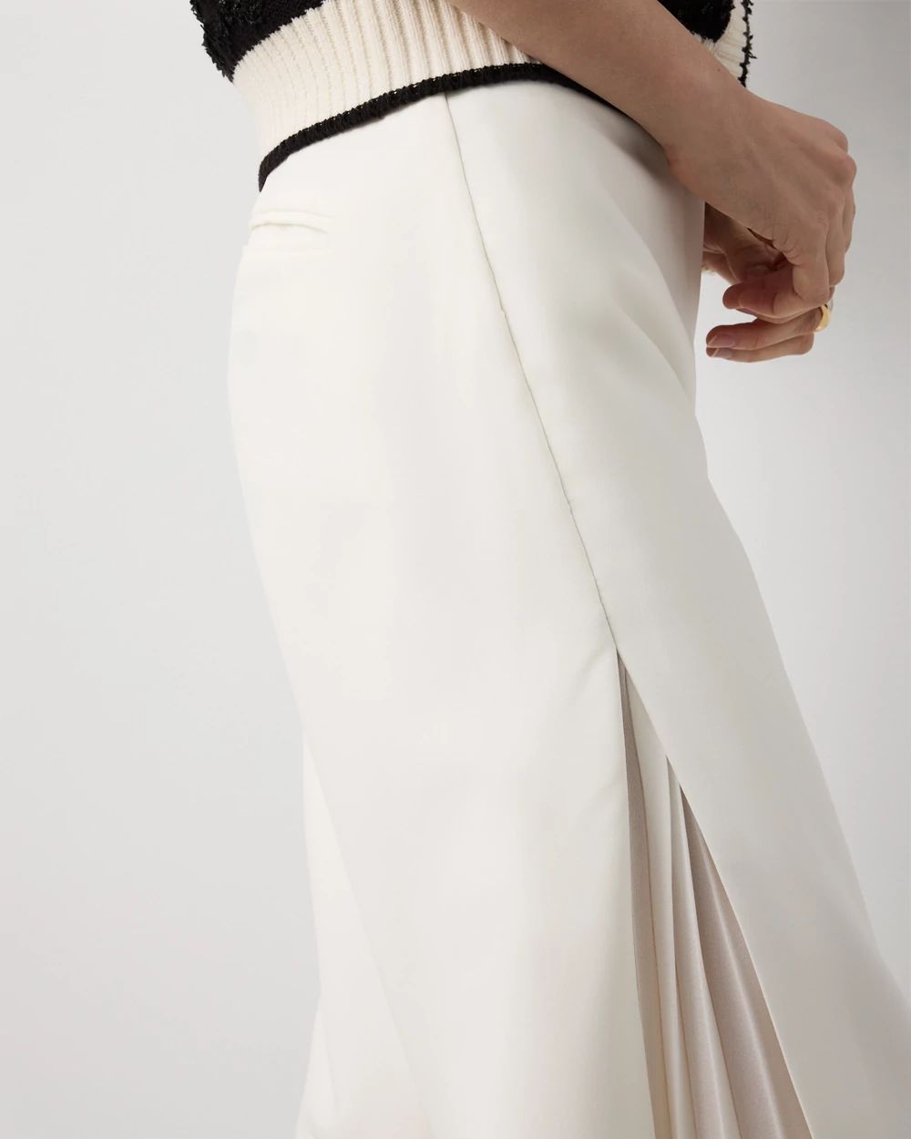 Chiffon Inset Ultra Wide Leg Pant click to view larger image.