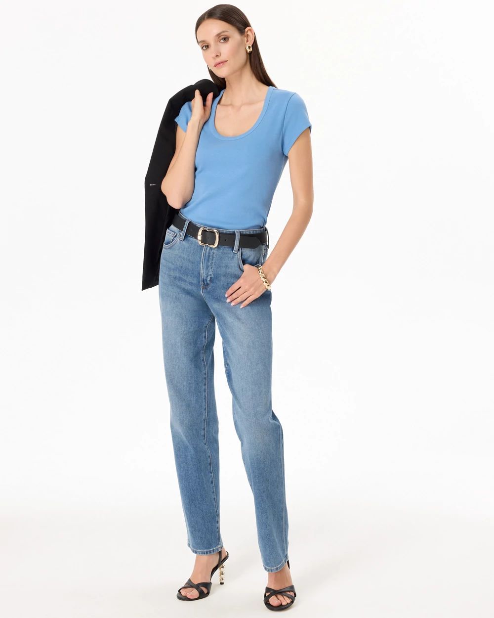 WHBM FORME™ Ribbed Scoop Neck Tee click to view larger image.