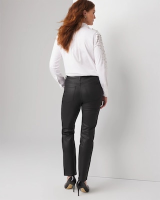 High-Rise Straight Coated Denim Jeans click to view larger image.