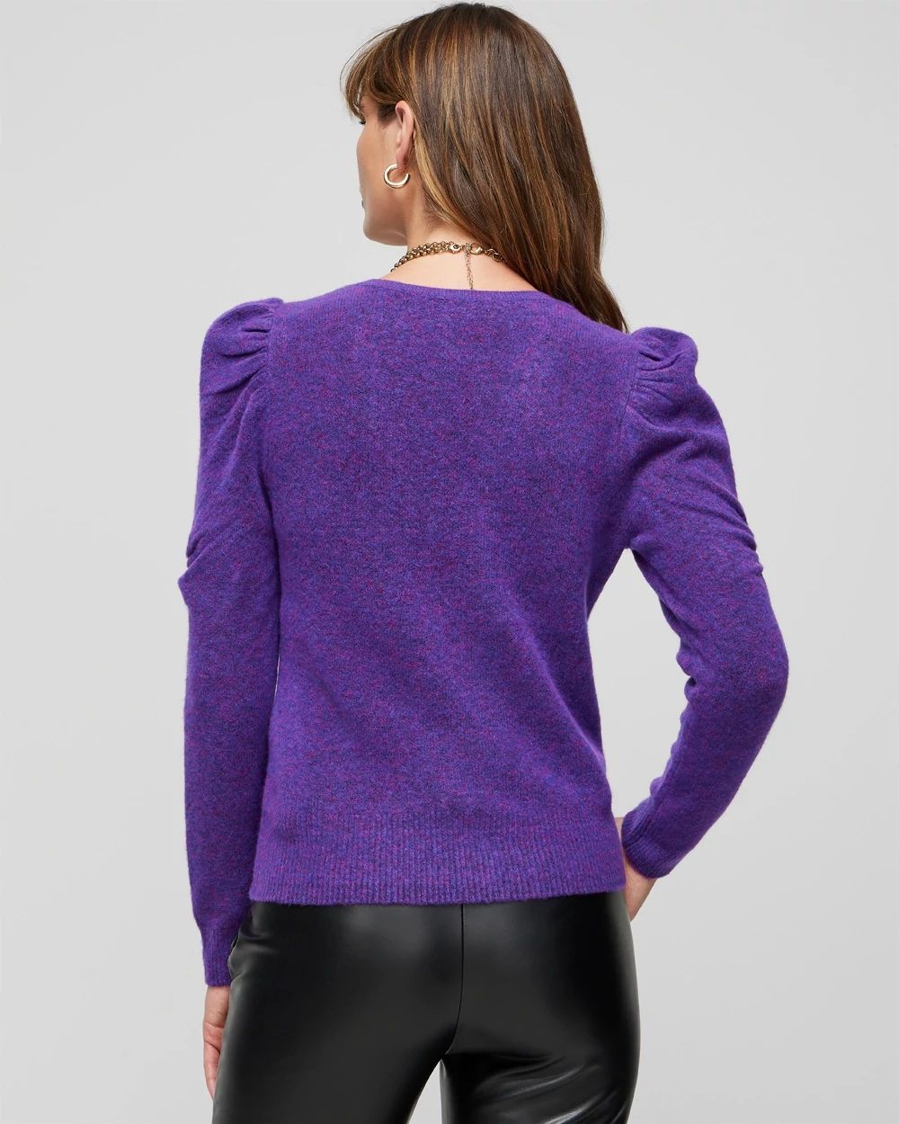 Puff Sleeve V-Neck Pull Over