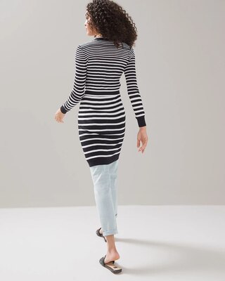 Black + White Striped Cardigan