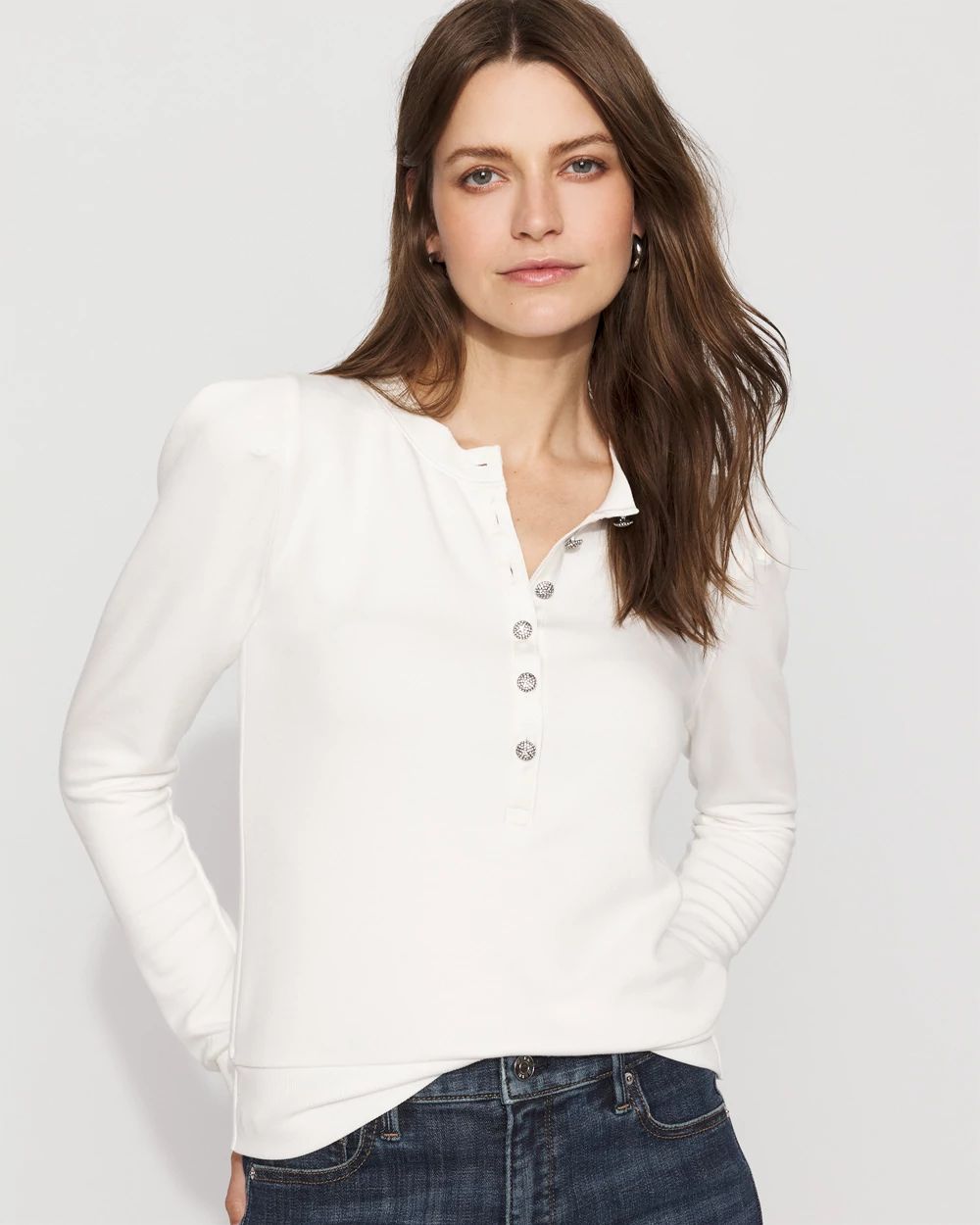 Puff Sleeve Henley Top