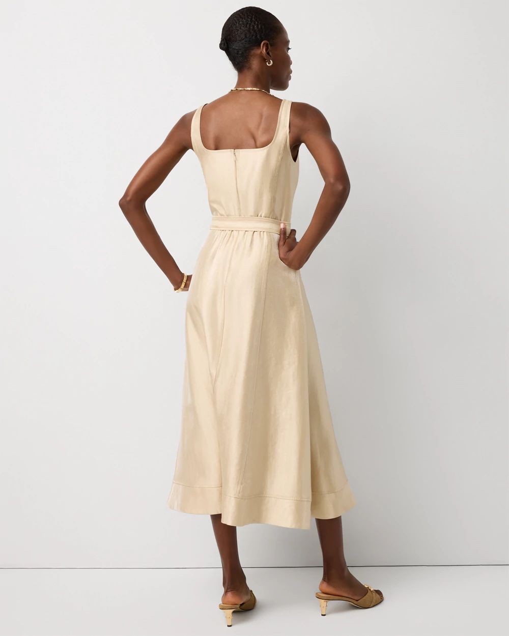 Fit + Flare Notch Neck Midi Dress click to view larger image.