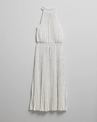 Pleated Midi Halter Dress
