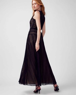 Eyelet Maxi Dress with Slit click to view larger image.