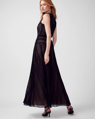 Eyelet Maxi Dress with Slit