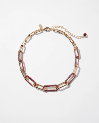 Gold Siam Crystal Links Short Strand Necklace