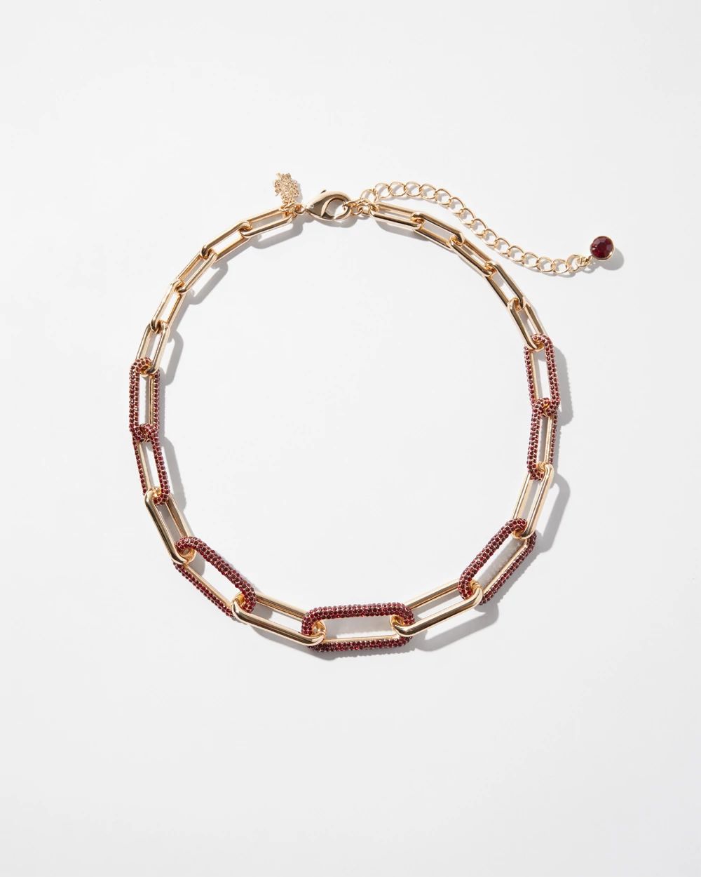 Gold Siam Crystal Links Short Strand Necklace