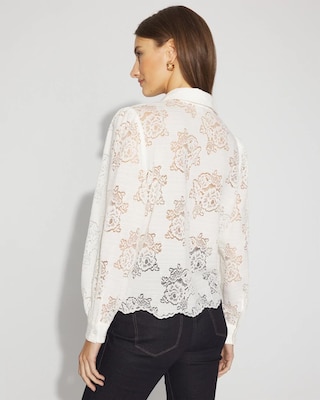 Petite Lace Shirt with Scalloped Hem click to view larger image.
