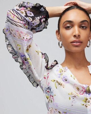 Ruffle-Sleeve Blouse