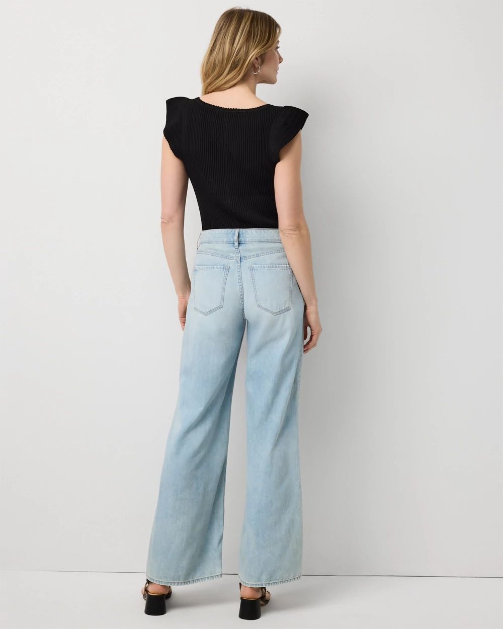 Petite Mid Rise Wide Leg Featherweight Jean