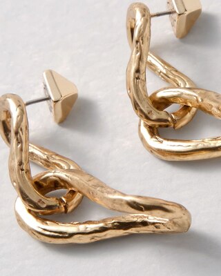 Goldtone Link Linear Earrings