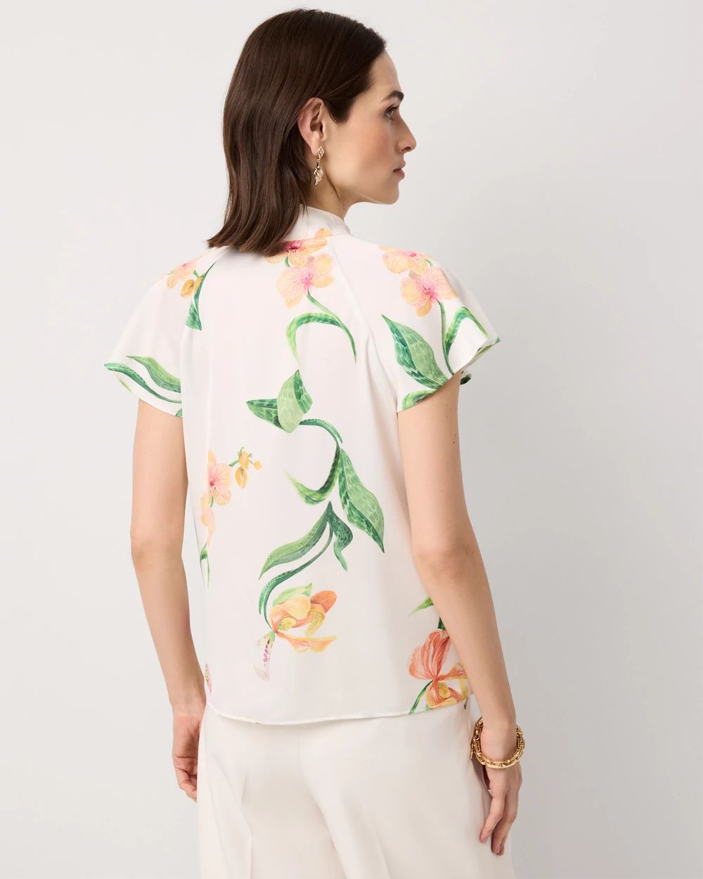 Flutter-Sleeve Satin Shirt