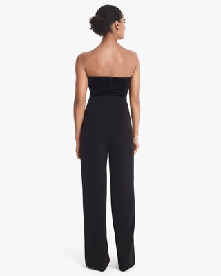 Convertible Black Strapless Velvet Bodice Split-Leg Jumpsuit