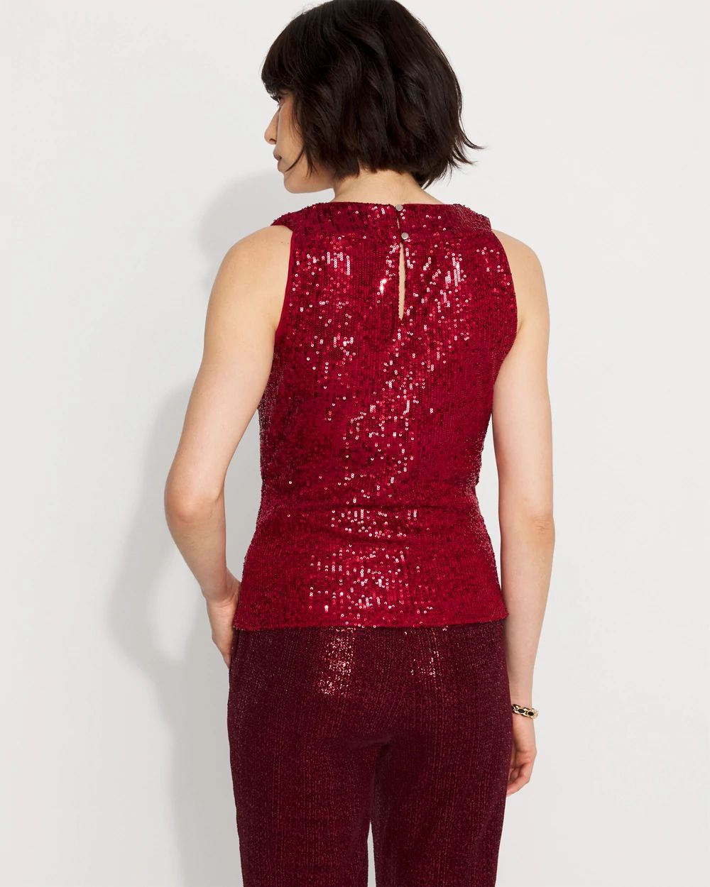 Sequin Surplice Sleeveless Top click to view larger image.