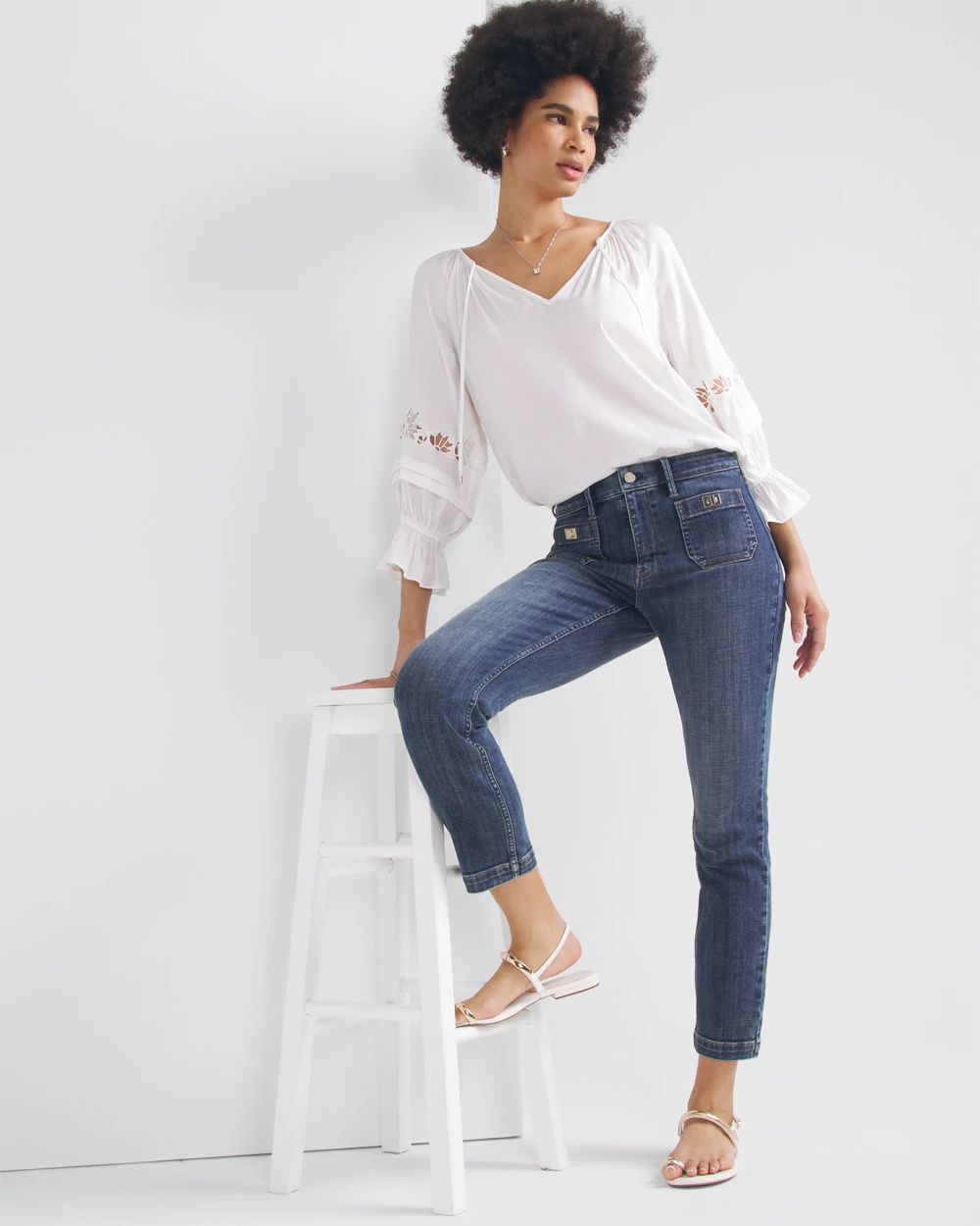 High-Rise Everyday Soft Turnlock Slim Crop Jeans click to view larger image.