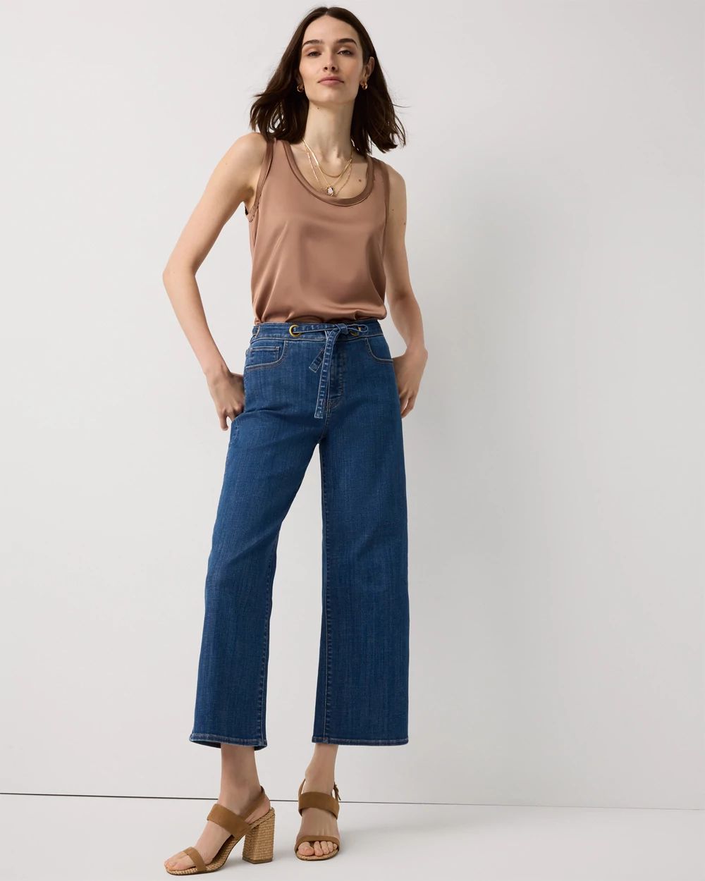Petite Grommet High Rise Wide Leg Crop Jean