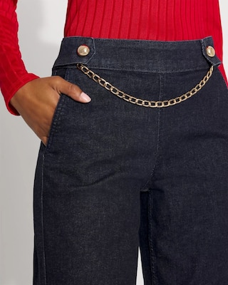 Chain Detail Extra High Rise Wide-Leg Jean click to view larger image.