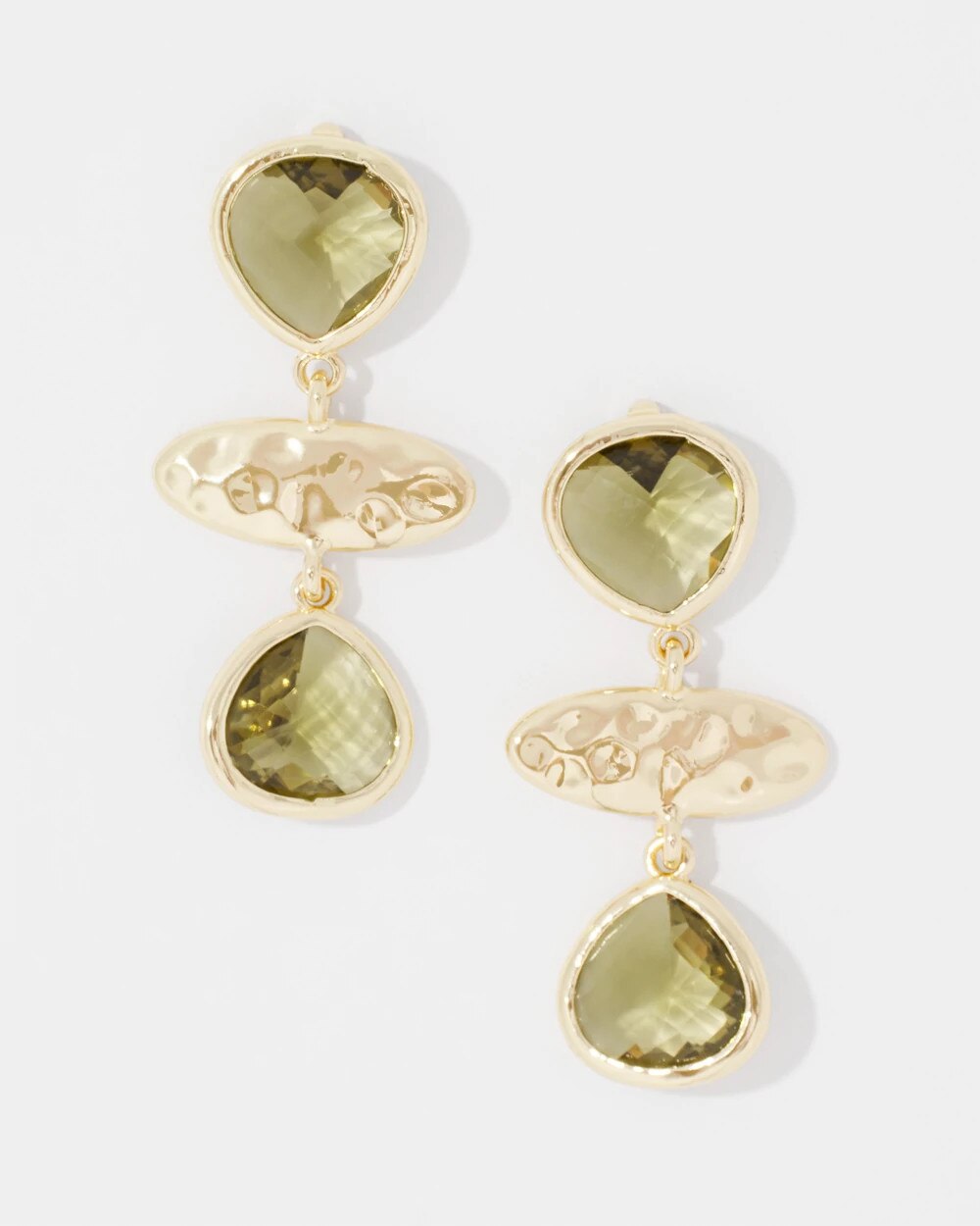 Olive + Gold Statement Drop Earrings - image 1