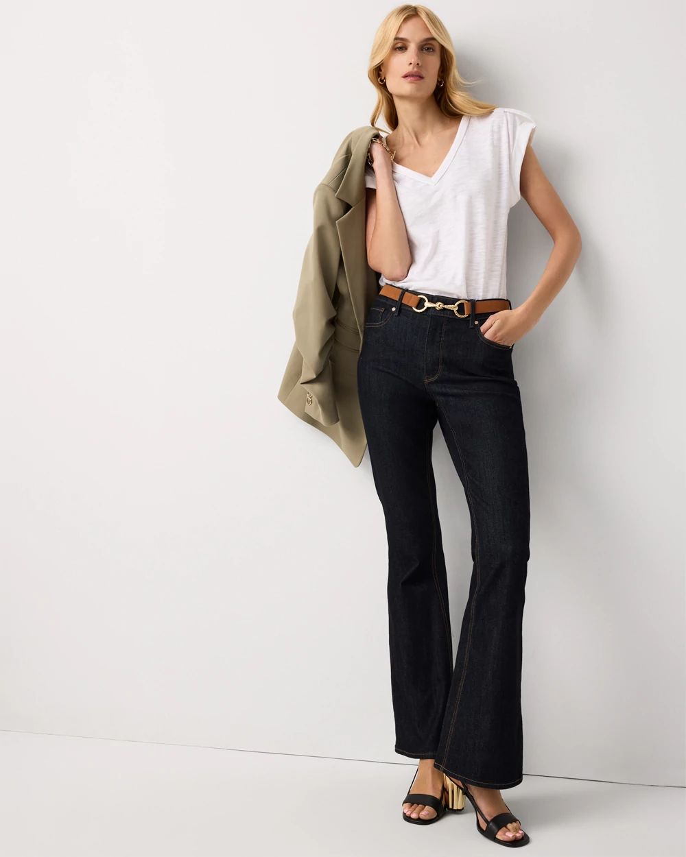 Satin Epaulet V-neck Tee click to view larger image.