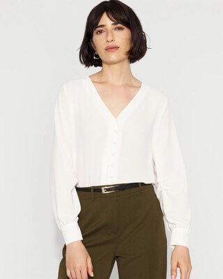 Long-Sleeve Button-Up Blouse