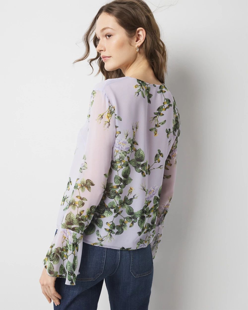 Petite Floral Ruffle Blouse