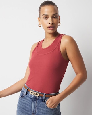 WHBM FORME™ Ribbed Stretch Layered Tank