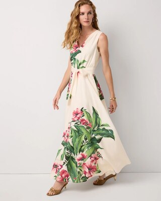 Crepe Sleeveless Maxi Dress click to view larger image.