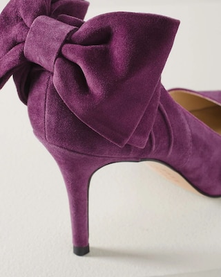 Purple Suede Bow Back Pumps click to view larger image.