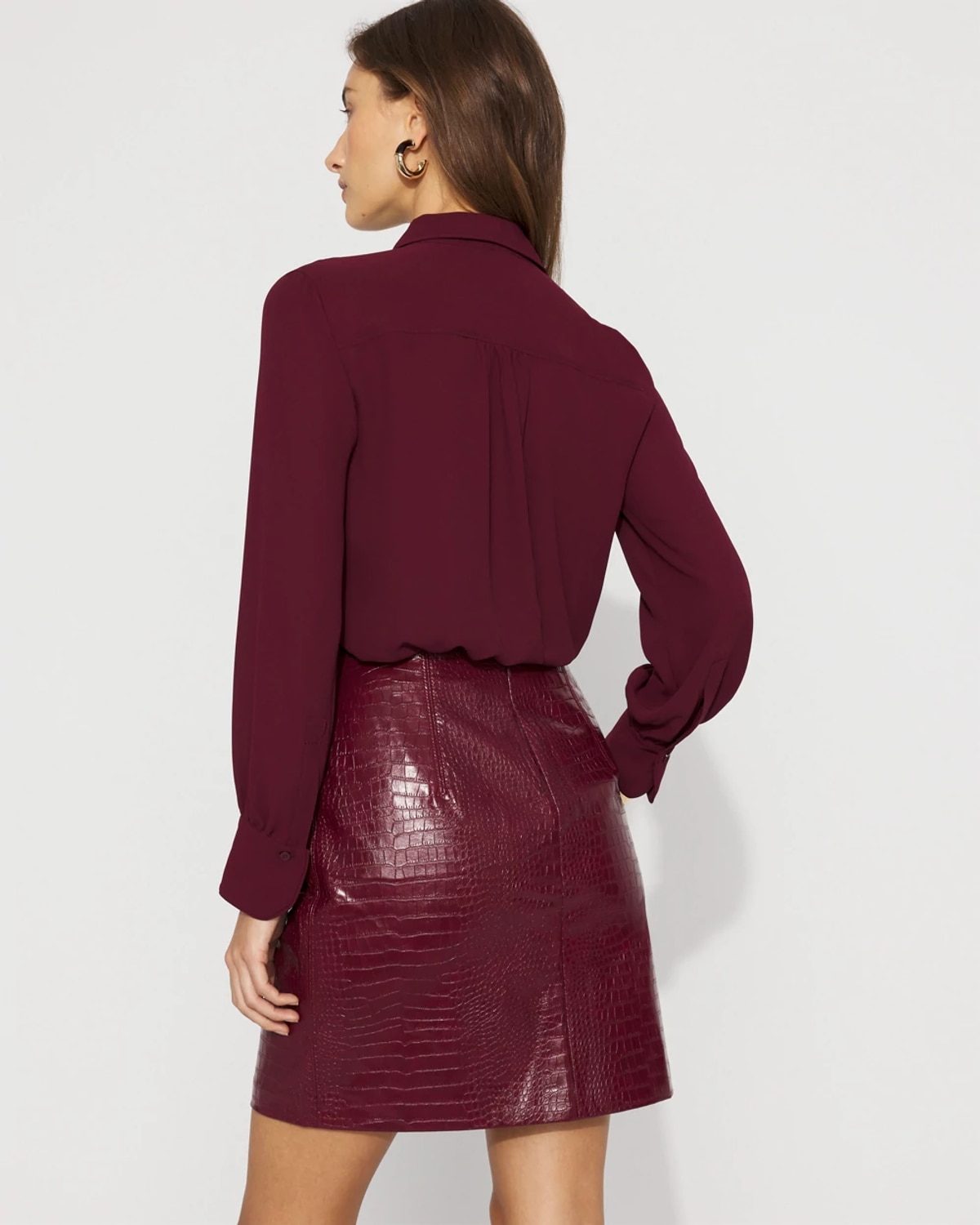 White House Black Market Faux Crocodile Skirt In Red