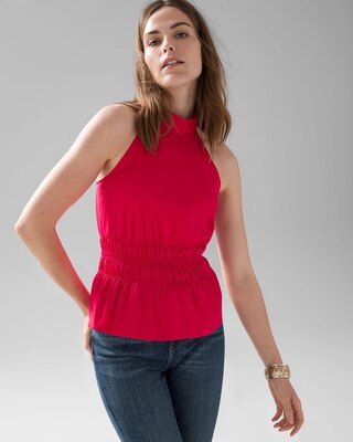 Smocked Poplin Halter Top