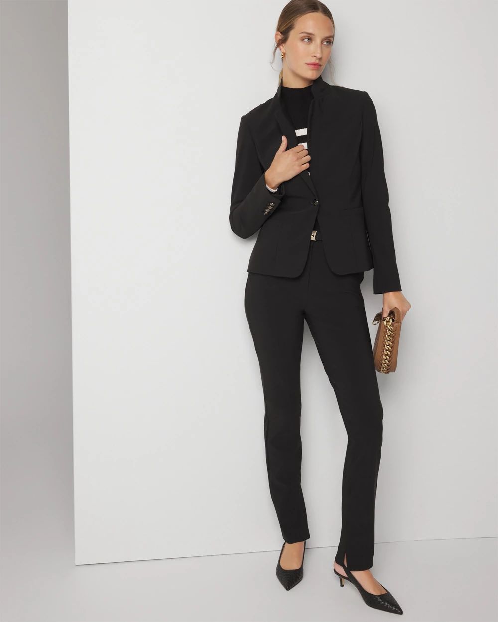 Single-Button Stretch Scuba Blazer click to view larger image.