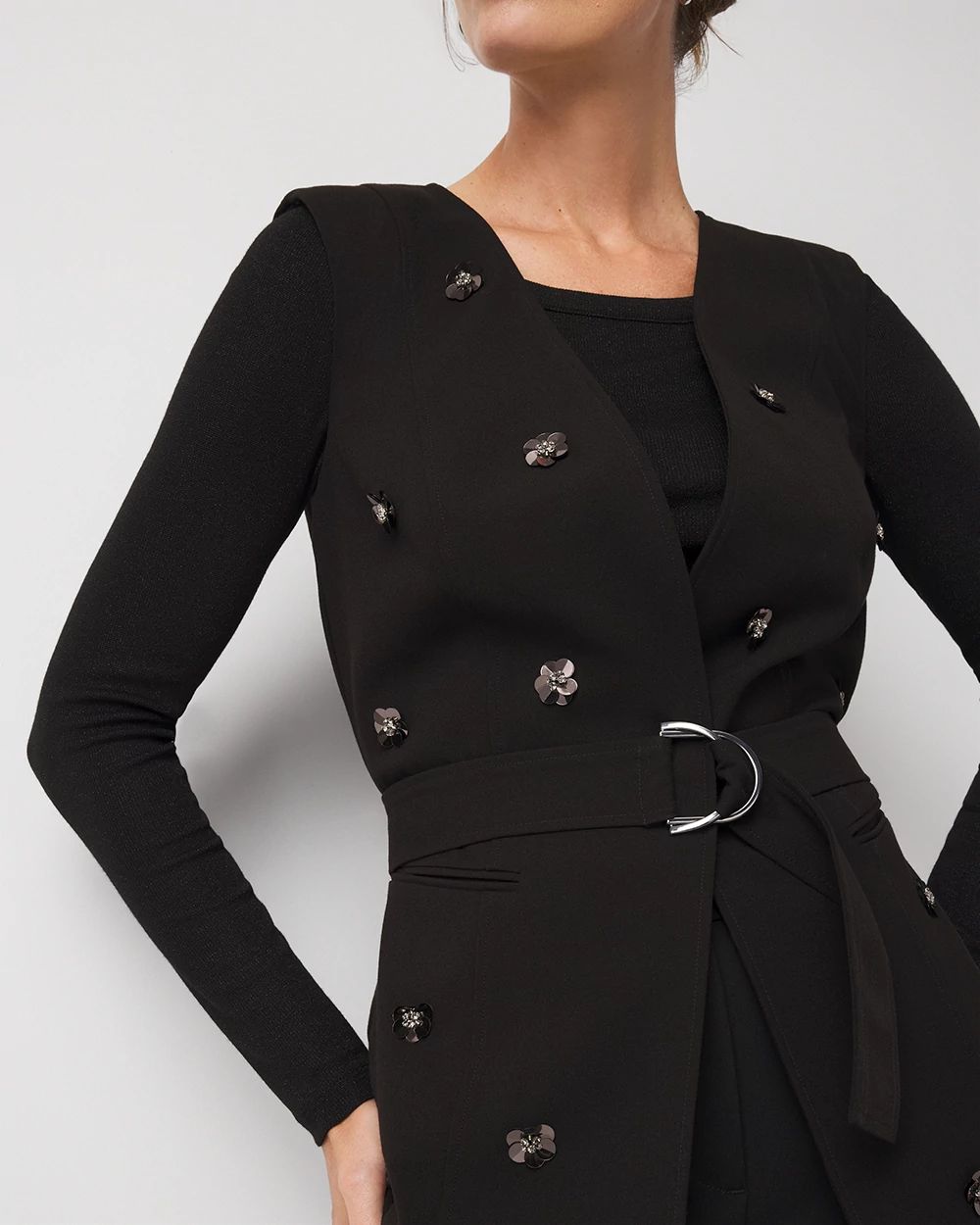 Embellished Crepe Vest