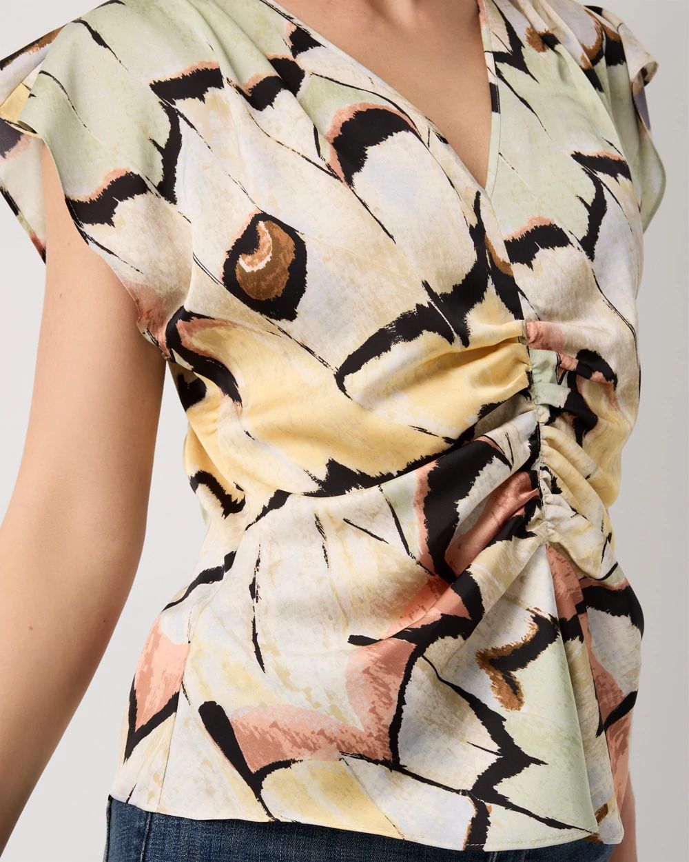 Petite Ruched Satin Shell