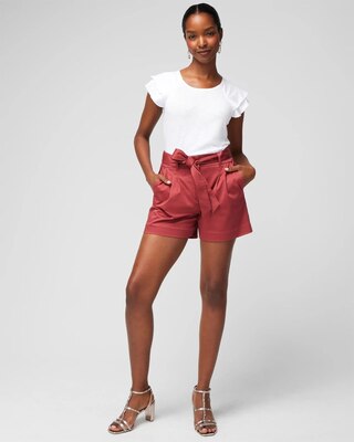 Belted Sateen Short