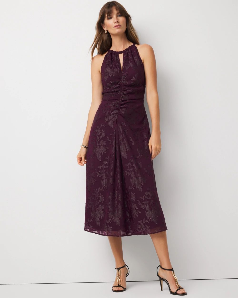 Jacquard Halter Midi Dress