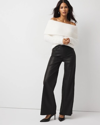 Off-The-Shoulder Brushed Pullover Sweater click to view larger image.