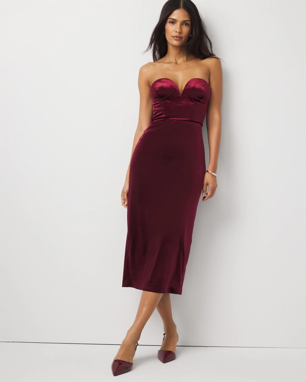 midi velvet formal dresses Square Neck Velvet Midi Cocktail Dress XJ413 main image 0