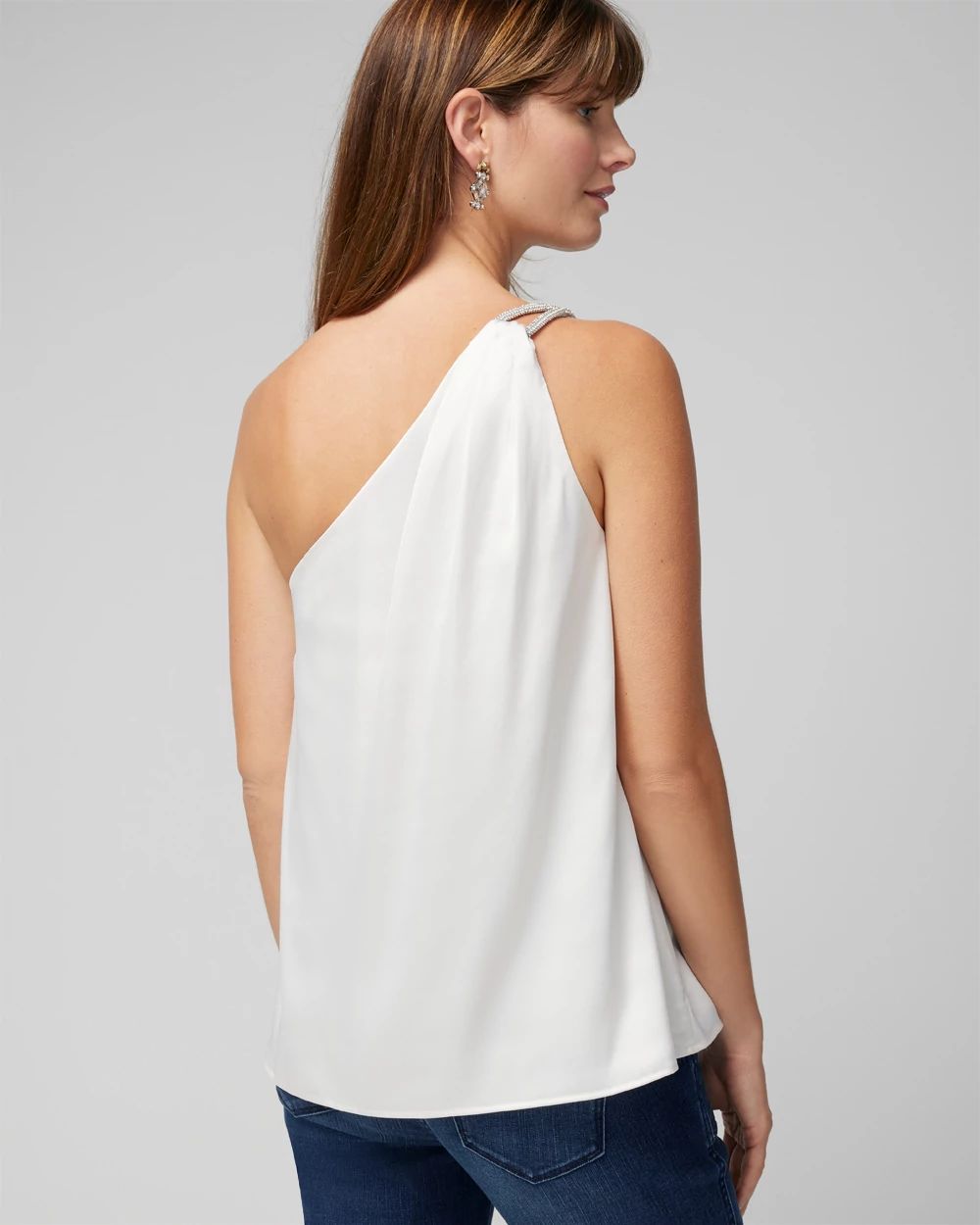 One Shoulder Satin Shell Top click to view larger image.