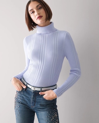 Long Sleeve Transfer Rib Turtleneck click to view larger image.