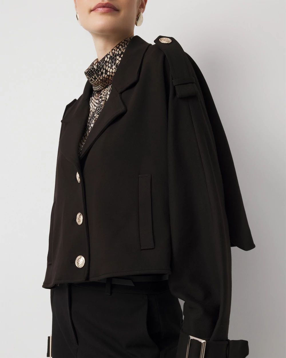 Cropped Knit Trench Jacket