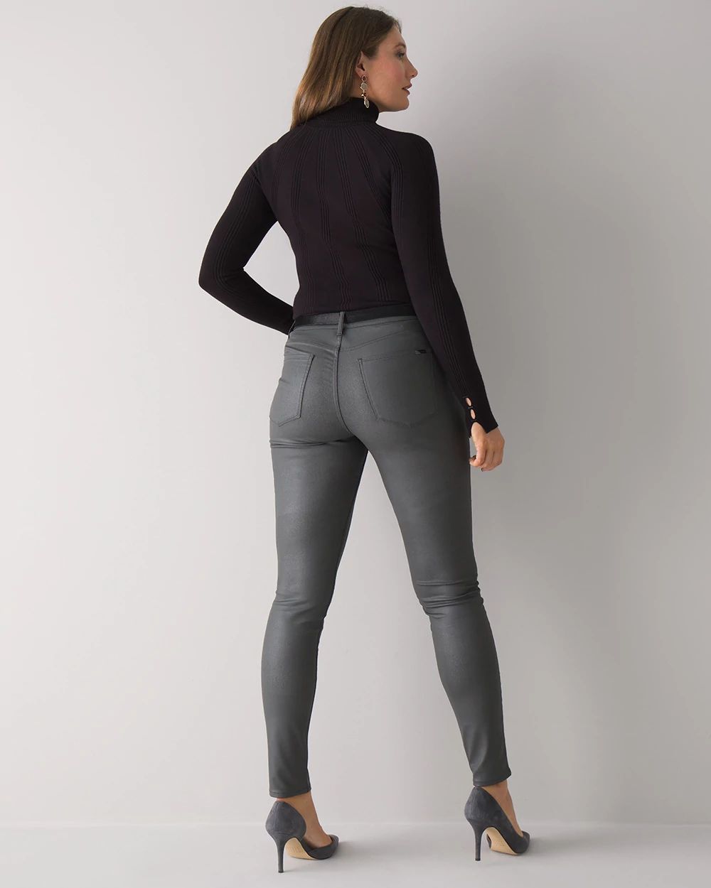 Curvy-Fit High Rise Coated Skinny Jeans