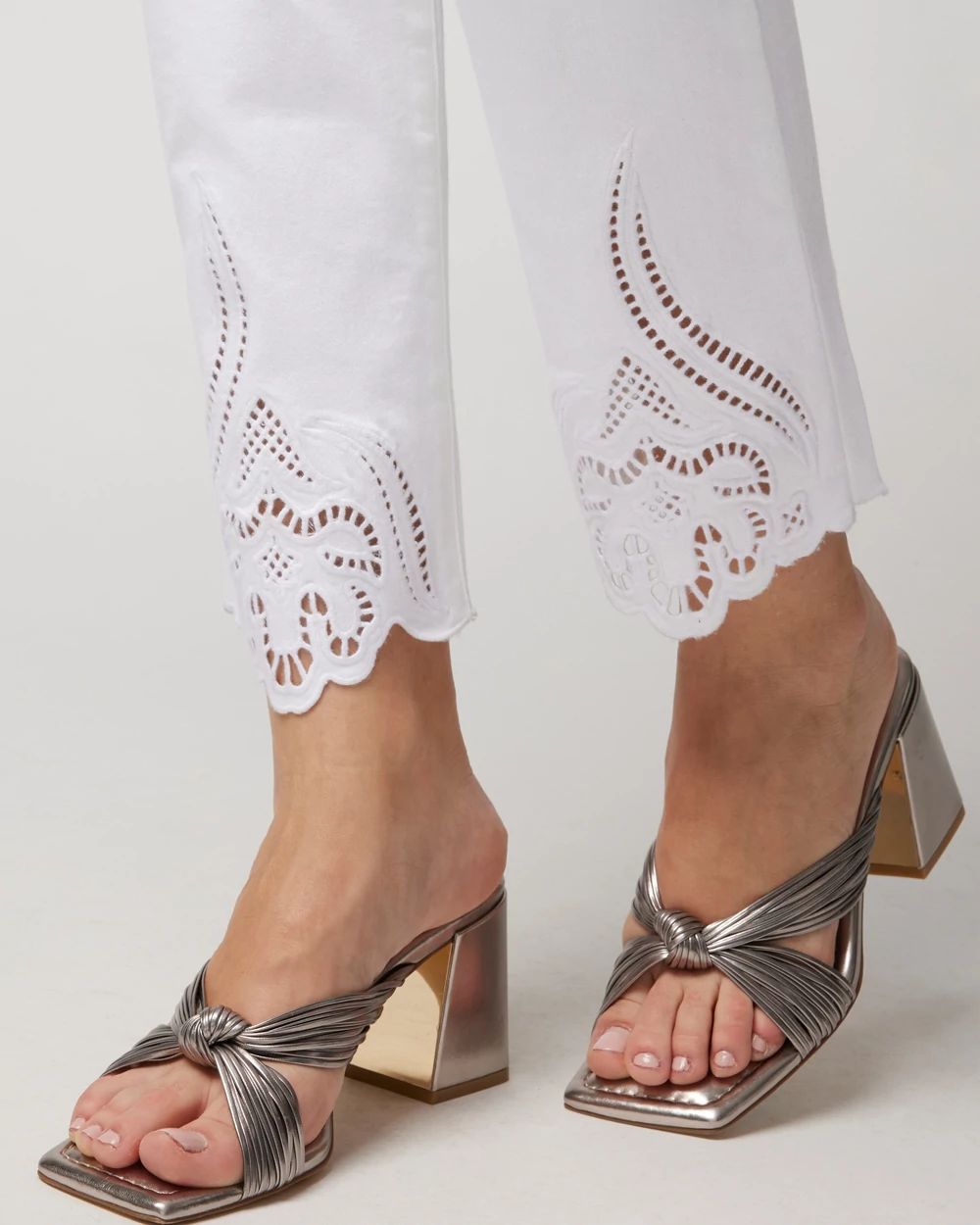 High-Rise Cutout Hem Bootcut Crop Jeans