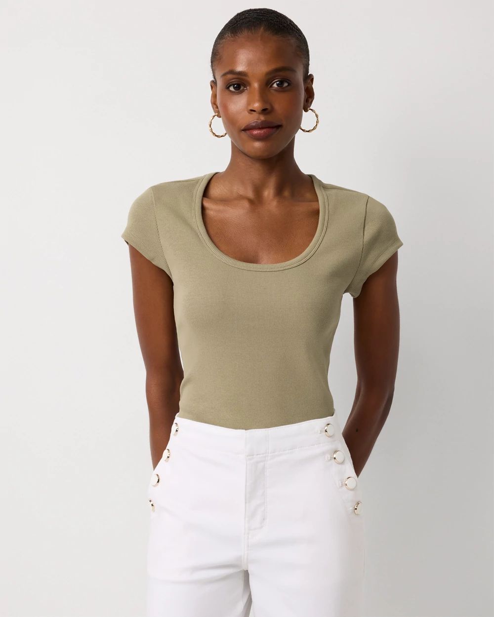 WHBM FORME™ Ribbed Scoop Neck Tee
