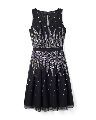 Sleeveless Embroidered Mesh Dress