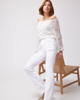 High-Rise Cargo Skinny Flare Jeans click to view larger image.